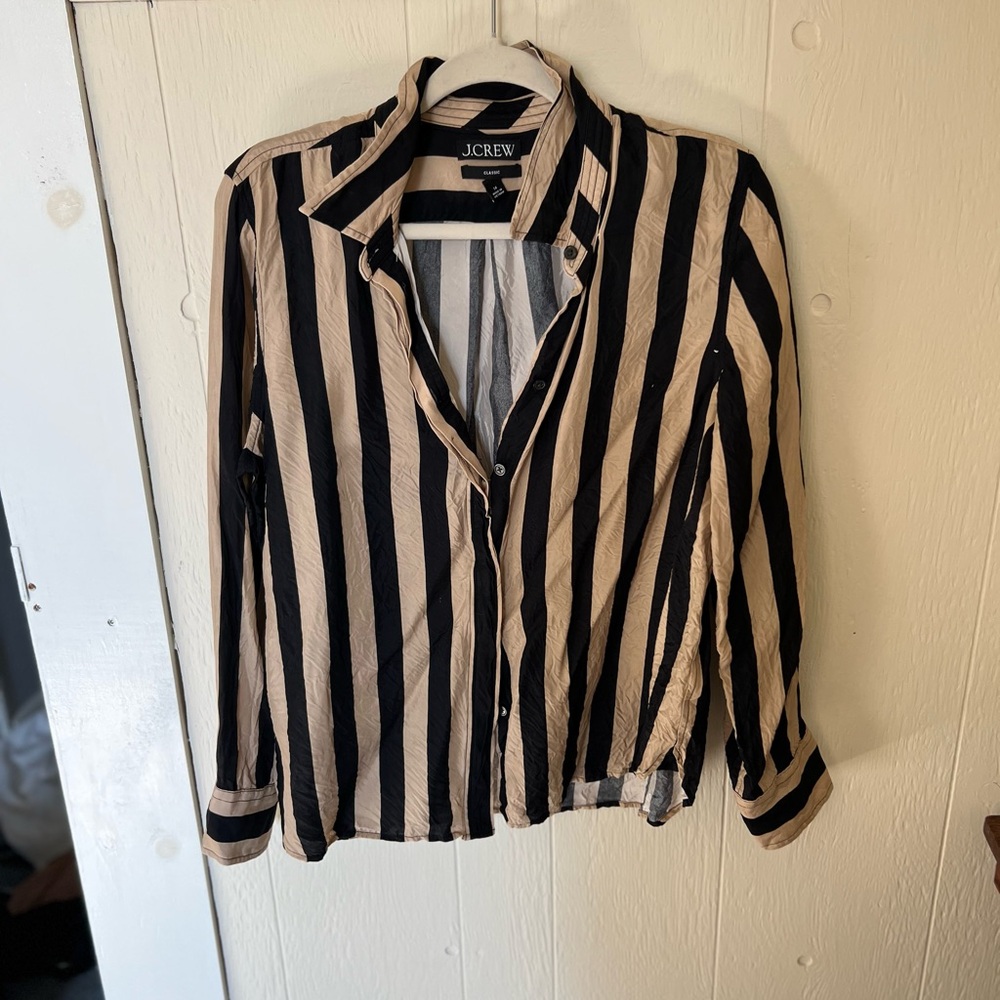J.Crew Classic Black and Tan Striped Top